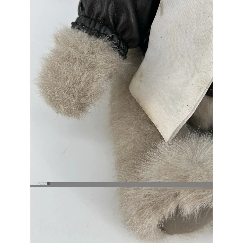 VTG Gund Aviator Teddy Bear Plush Stuffed Animal Black Leather Jacket & Hat